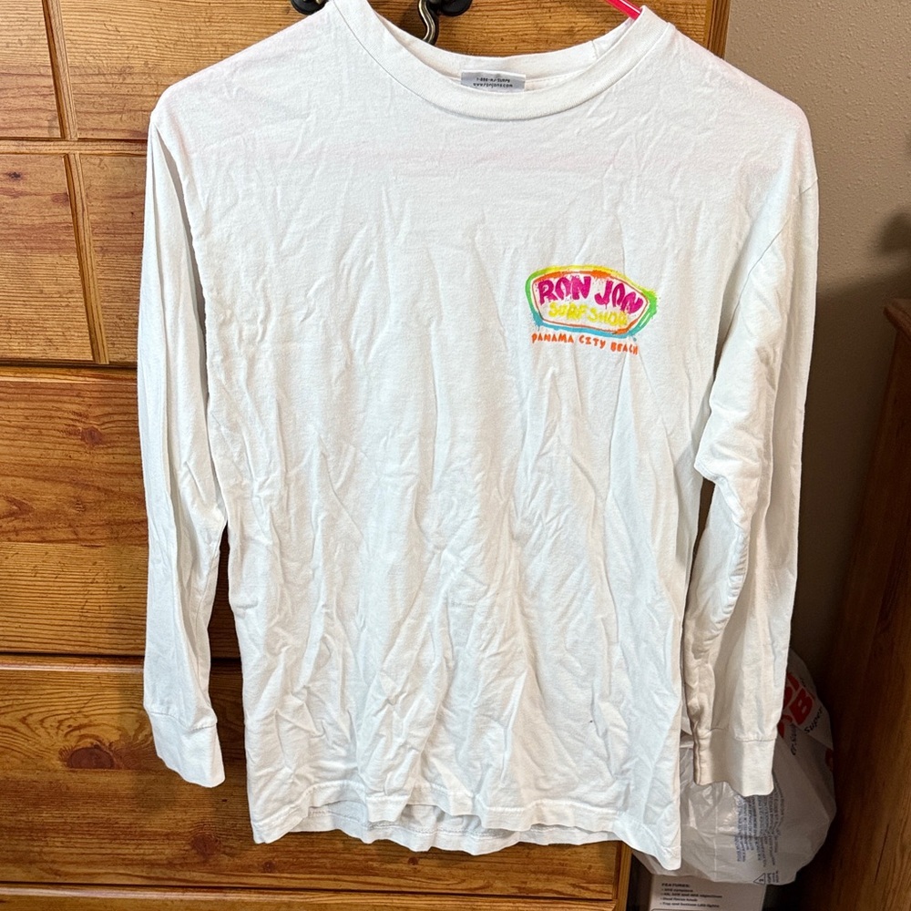 Ron Jon White Long-Sleeve Kids Tee - Neon Logo